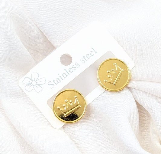 Anti Tarnish Crown Design Stainless Steel Earrings