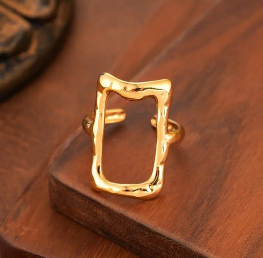 Abstract Frame Gold Ring